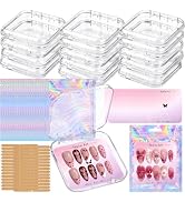 Press on Nail Storage Box, Clear Acrylic Fake Nail Display Case Container | 20 Press on Nail Pack...