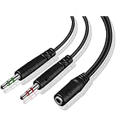 3.5mm Headphone Splitter for PC TRRS Female to TRS Dual Male Jack Y Splitter Aux Cable Headset Au...