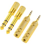 QAJOPFN 4 Pack Headphone Jack Adapter - 3.5mm (1/8 inch) Male to 6.35mm (1/4 inch) Female and 6.3...