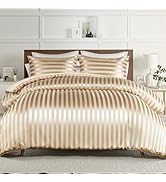 Whale Flotilla 3-Piece Reversible Silky Soft Queen Comforter Set, Luxury Stripe Satin Comforters ...
