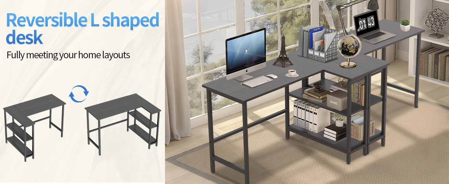 Reversible L shaped desk