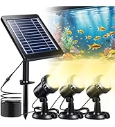 PChero Solar Pond Lights Submersible, Warm White Landscape Spotlights IP68 Waterproof Underwater ...