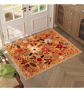 Rugcomf Door Mat Indoor Entrance 2x3 Rug Machine Washable Boho Floral Small Area Rug Non-Slip Low...