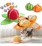 Gugliet Orange Hide-and-Seek Plush Dog Toy, Watermelon Dogs Toy, 3 in 1 Interactive Snuffle Puzzl...