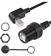 SinLoon USB 2.0 Type-B 90 Degree Left Printer Cable, Waterproof Type B Flush Mount Car Mount Exte...