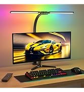 SIBRILLE Upgraded LED Desk Lamp for Home Office with RGB, Rotatable Computer Desk Light with Remo...