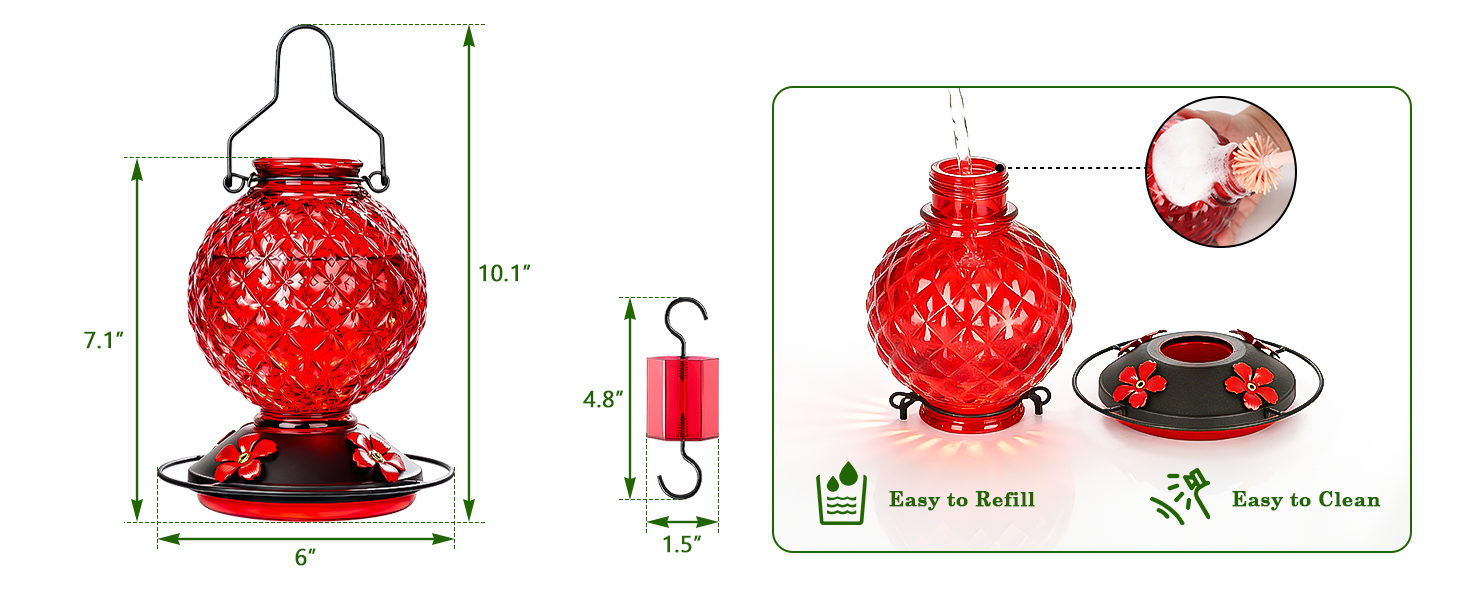 Glass Hummingbird Feeder