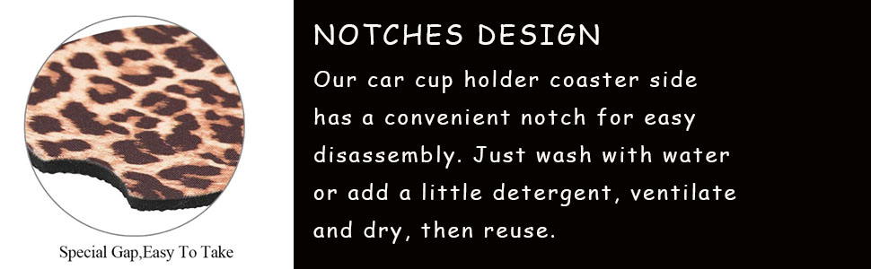 car coasters leopard car cup holder coaster for drinks neoprene rubber cup pad mat for women for men