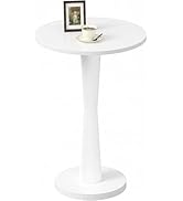 LAATOOREE Round Side Table, 15" Pedestal Drink Table, Wood Accent End Table, Large Tabletop, Soli...