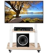 Mobile TV Stand Rolling TV Cart with Wheels for 32-75 Inch Flat/Curved Led/LCD/OLED Portable Floo...