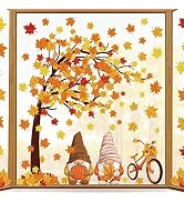 AnyDesign 6 Sheets Fall Window Clings Colorful Maple Leaves Tree Gnome Pumpkin Double-Sided Windo...