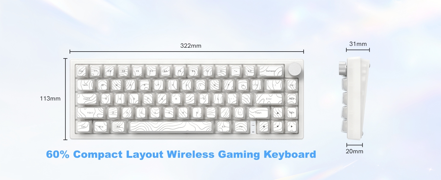 Wireless Mechanical Keyboard, 60% Percent Creamy Keyboard