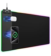 Wireless Charging Mouse Pad 15W, RGB Gaming Mouse Pad with Wireless Charger for iPhone/Airpods, 3...