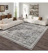 Rugcomf Area Rug 5x7 Washable Rug Boho Rug Soft Non-Slip Non-Shedding Faux Wool Vintage Rug for L...