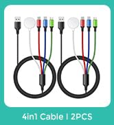 2Pack 4 in 1 iWatch &amp; iPhone Charger for Travel, Multi Charging Cable Nylon USB C Micro Compatibl...