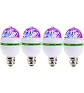 NAWTOR RGB Color Rotating Bulb, E27 3W LED Bulbs Colored LED Strobe Light Bulb Multi Crystal Stag...
