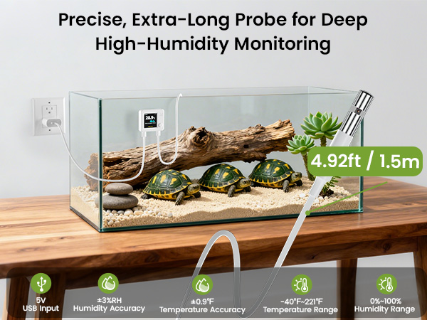 Precise,Extra-Long Probe forDeep,High-HumidityMonitoring