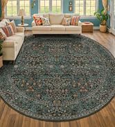 Vintage10ft Round Rug for Living Room, Washable Large Soft Area Rugs for Bedroom, Dining Room Und...