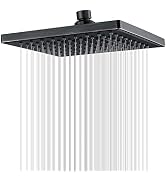 BRIGHT SHOWERS Square Shower Head, 8 Inch High Pressure Rain Shower Head, Angle Adjustable High F...