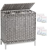 SETVSON Laundry Hamper with Lid 132 L, (35 Gallons) Clothes Hamper with Lid, Handwoven Rattan Lau...