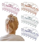 Bphne 4 Pack Clear Hair Clips for Women – 3.5 Inch Butterfly Banana Clips, Non Slip Strong Hold J...