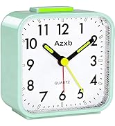 Azxb Analog Alarm Clock, Silent No Ticking Travel Alarm Clock with Night Light, Snooze, Battery O...
