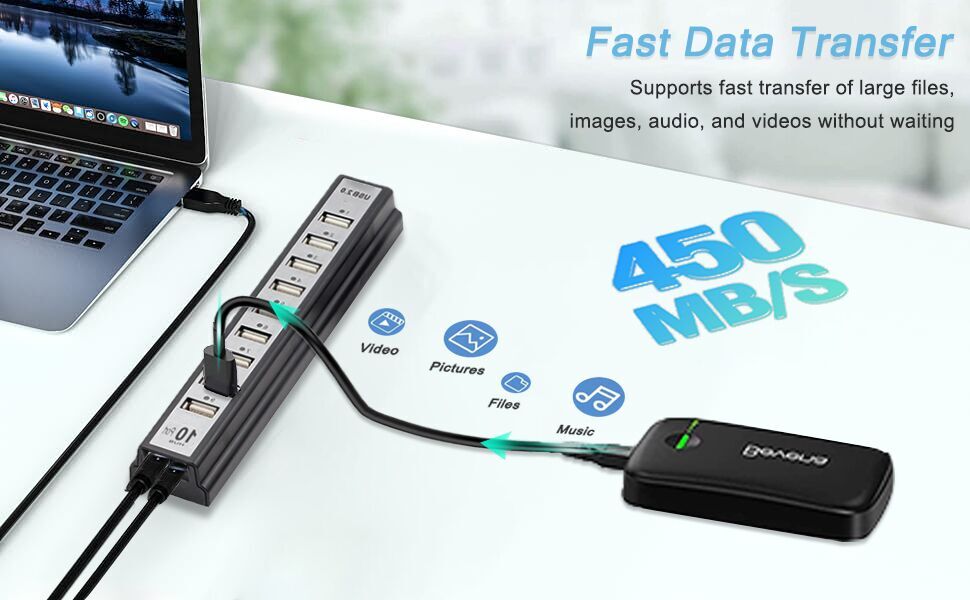 Powered 10-Port USB 3.0 Hub