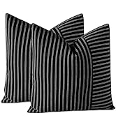 OTOSTAR Pack of 2 Striped Patchwork Farmhouse Decorative Throw Pillow Covers 18 x 18 Inch Square ...