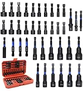 39-Piece Magnetic Nut Driver Set, Includes Metric &amp; SAE Impact Driver Bit Set, Bit Extension &amp; Dr...