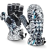RUNCL Ice Fishing Gloves Convertible Mittens Flip Fingerless Mittens with 3M Thinsulate-Winter Fi...