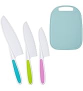 Sumteene Kids Knife Set, Kids Knifes for Real Cooking, 3 Pieces Kids Knife with Cutting Board, BP...