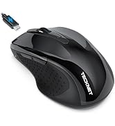 TECKNET Rechargeable Jiggler Wireless Mouse (BT5.0/3.0 & 2.4G) 4800 DPI Silent 6 Buttons Bluetoot...