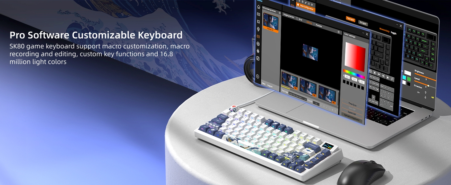 75% Keyboard with Color Multimedia Display Gaming Keyboard
