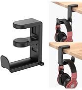 EURPMASK Rotating Headphone Stand - PC Gaming Headset Holder, Adjustable Clamp-on Under Desk Hang...