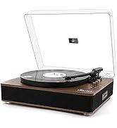 LP&amp;No.1 Bluetooth Record Player with Stereo Speakers, 3-Speed Belt-Drive Turntable for Vinyl Reco...