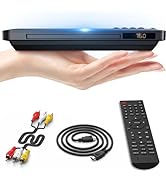 Slim Design DVD player, Ultra-Thin HDMI AV DVD Players for TV, Region Free &amp; Colourful HD Pixels,...