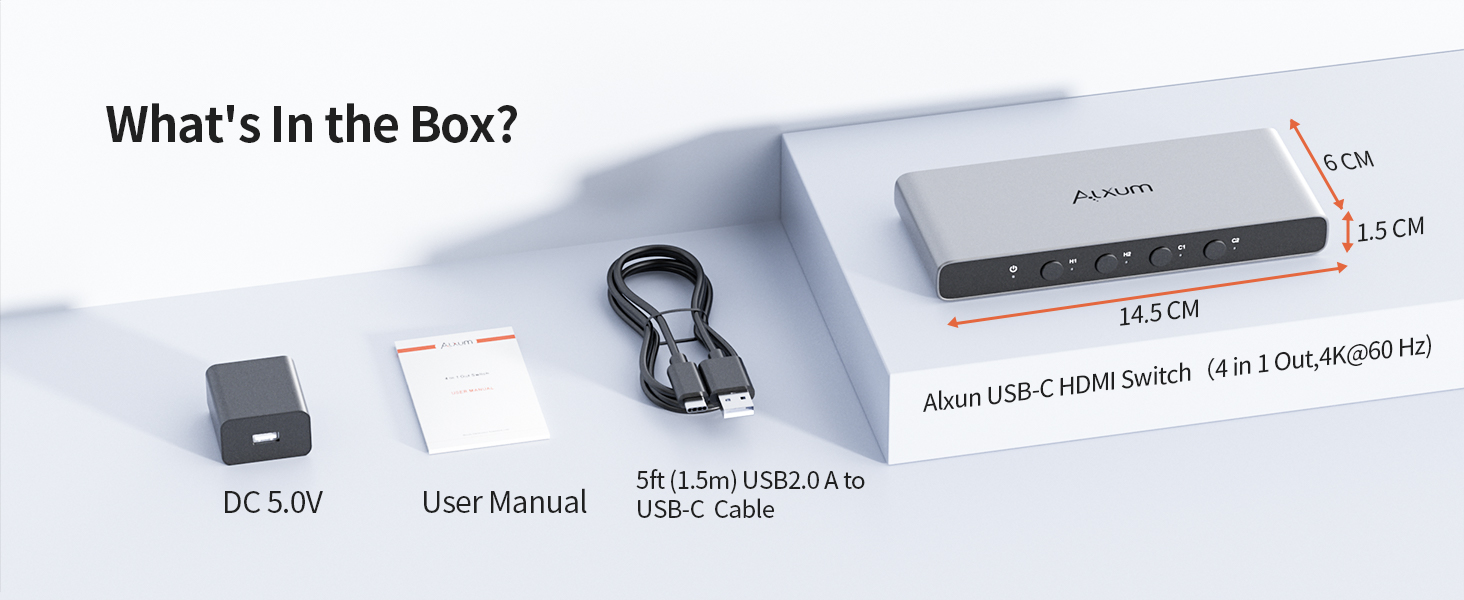 2 usbc +2 hdmi 4 in 1 out switch
