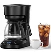Electactic 5-Cup Drip Coffee Maker with 24H Programmable Timer, Delay Brew, Keep Warm Plate, 25oz...