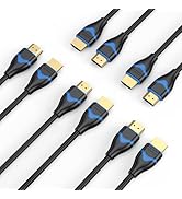 4K HDMI Cables 6FT 5-Pack, HDMI Cord 6 Foot High Speed HDMI to HDMI Cable 2.0(4K@60Hz, 2K@144Hz, ...