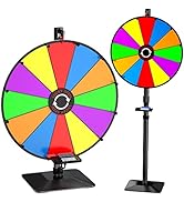 24 Inch Prize Wheel, 12 Slots Color Spinning Prize Wheel for Tabletop or Floor, Spinning Wheels D...