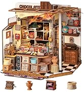 Rolife DIY Miniature House Kit Henry's Chocolate Shop 1:18 Scale Dollhouse Diorama, Tiny House Bu...