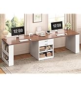 SEDETA 90.5" 2 Person Computer Desk, Long Office Desk with Storage Drawers, Two Person Gaming Des...