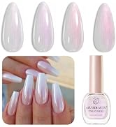 AZUREBEAUTY Vegan Glitter Pearl Nail Polish,Shine White Quick Dry, Natural Lustrous Enamel for DI...