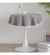 YZKITM Small Rustic Farmhouse Round Tablecloth Soft Thick Burlap Table Cloth Washable Dust-Proof ...