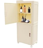 Ojseimchrl 4 Tier Narrow Storage Cabinet, Bathroom Organizer with Adjustable Shelf, Mobile Rollin...
