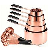 Bopei Measuring Cups and Spoons Set, Rose Gold Plated Stainless Steel 10 Piece for Cooking and Ba...