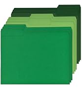 12Pcs Green File Folders Letter Size Colored Manilla File Folders with 1/3-cut Tabs Decorative Fi...