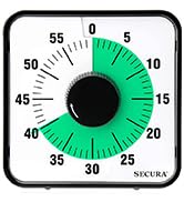 Secura 60-Minute Visual Countdown Timer, 7.5-Inch Oversize Classroom Visual Timer for Kids and Ad...