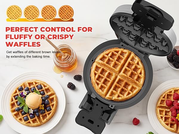 PERFECT CONTROL FOR FLUFFY OR CRISPY WAFFLES