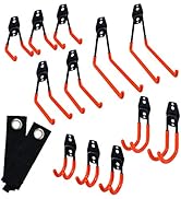 JACKSON PALMER 14-Pack Garage Utility Hooks, Heavy Duty Steel with Anti-Slip Coating + Storage St...